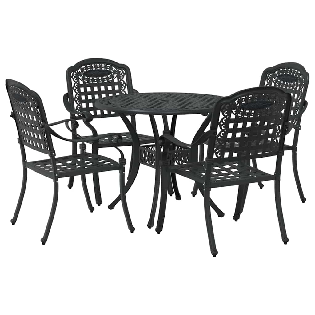 Garten Essgruppe 5 pcs Schwarz Aluminium