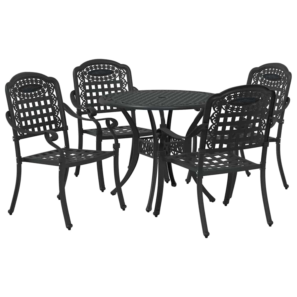 Garten Essgruppe 5 pcs Schwarz Aluminium
