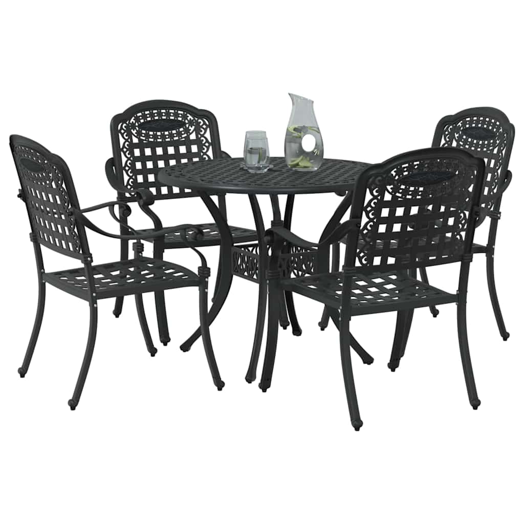 Garten Essgruppe 5 pcs Schwarz Aluminium