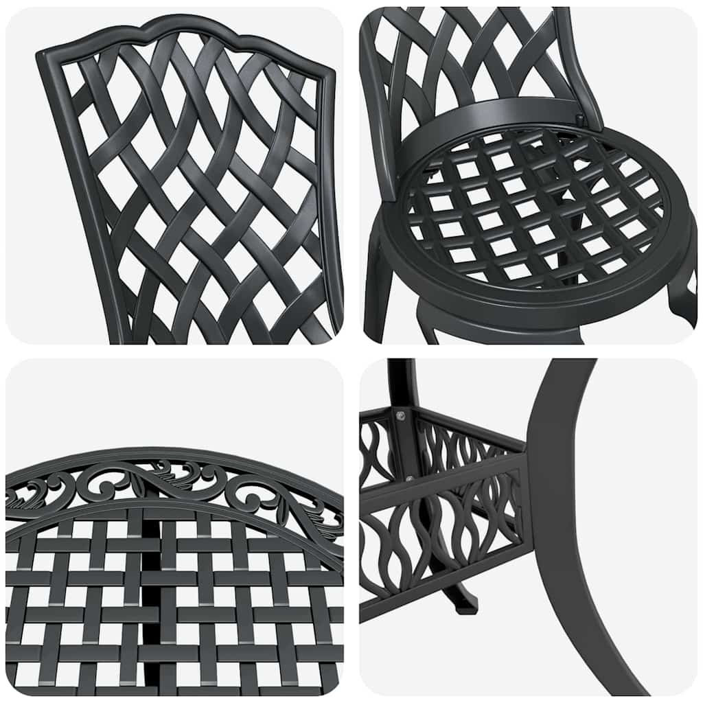 Garten Essgruppe 7 pcs Schwarz Aluminium