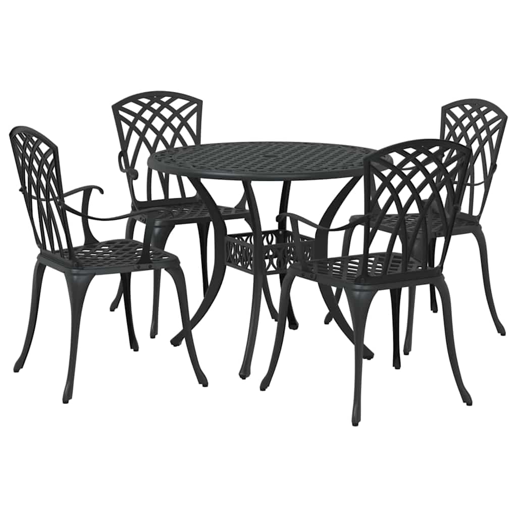 Garten Essgruppe 5 pcs Schwarz Aluminium
