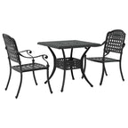 Gartentisch Set 3 pcs Schwarz Gussaluminium