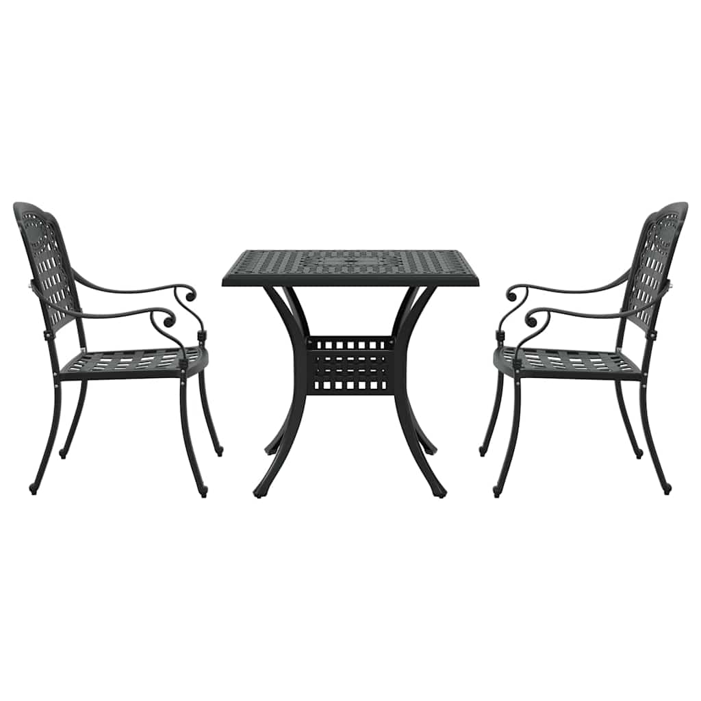 Gartentisch Set 3 pcs Schwarz Gussaluminium