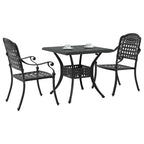 Gartentisch Set 3 pcs Schwarz Gussaluminium