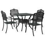 Gartentisch Set 5 pcs Schwarz Gussaluminium