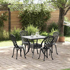 Gartentisch Set 5 pcs Schwarz Gussaluminium