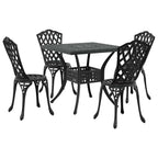 Gartentisch Set 5 pcs Schwarz Gussaluminium