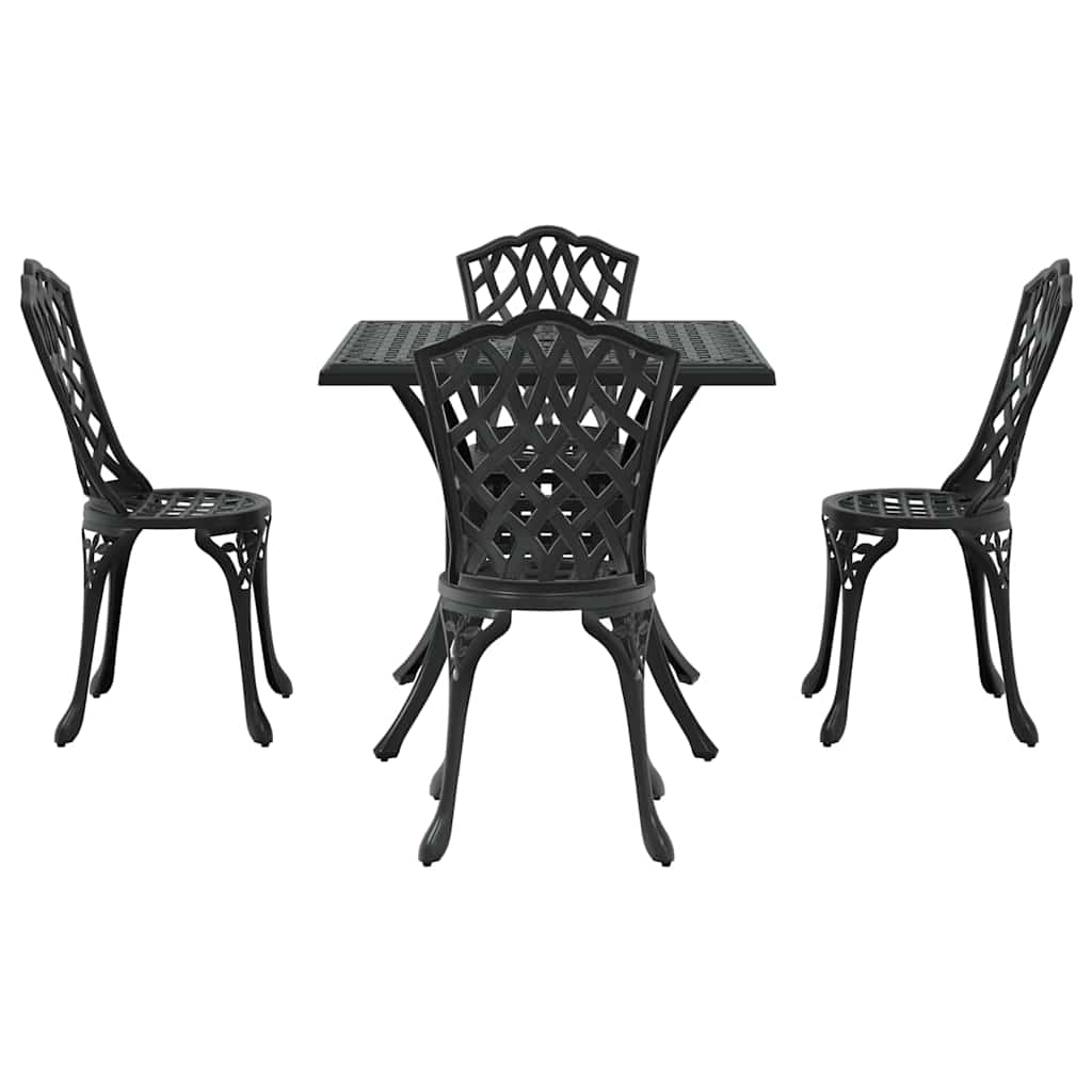 Gartentisch Set 5 pcs Schwarz Gussaluminium