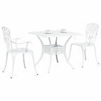 Gartentisch Set 3 pcs Weiß Gussaluminium