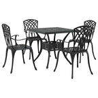 Gartentisch Set 5 pcs Schwarz Gussaluminium