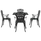 Gartentisch Set 5 pcs Schwarz Gussaluminium