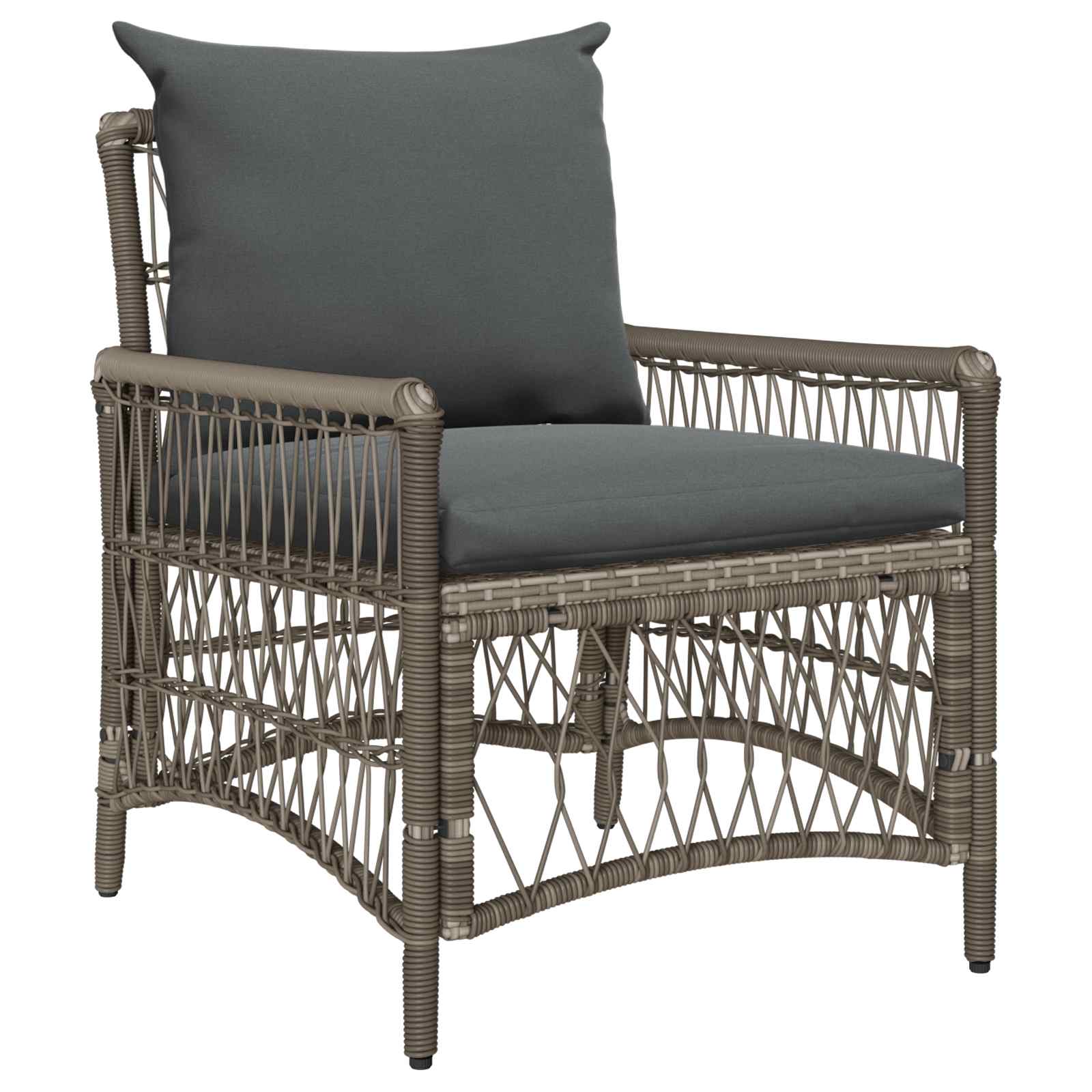 Gartenstuhl mit Kissen Grau 73 x 61 x 77 cm Poly-Rattan