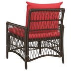 Gartenstuhl mit Kissen Braun 73 x 61 x 77 cm Poly-Rattan