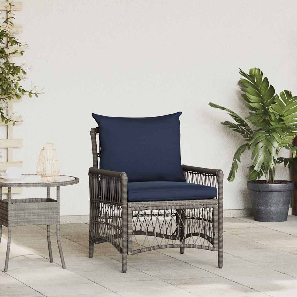 Gartenstuhl mit Kissen Grau 73 x 61 x 77 cm Poly-Rattan