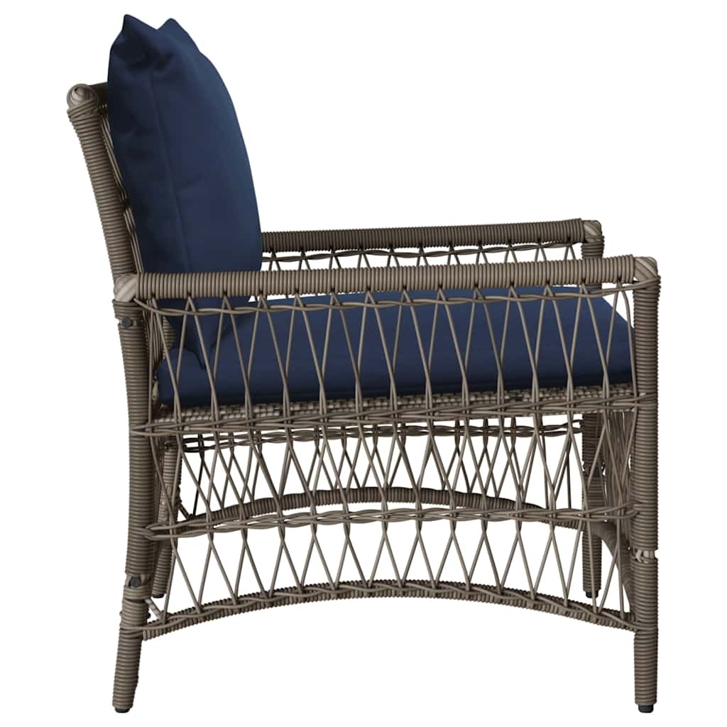 Gartenstuhl mit Kissen Grau 73 x 61 x 77 cm Poly-Rattan