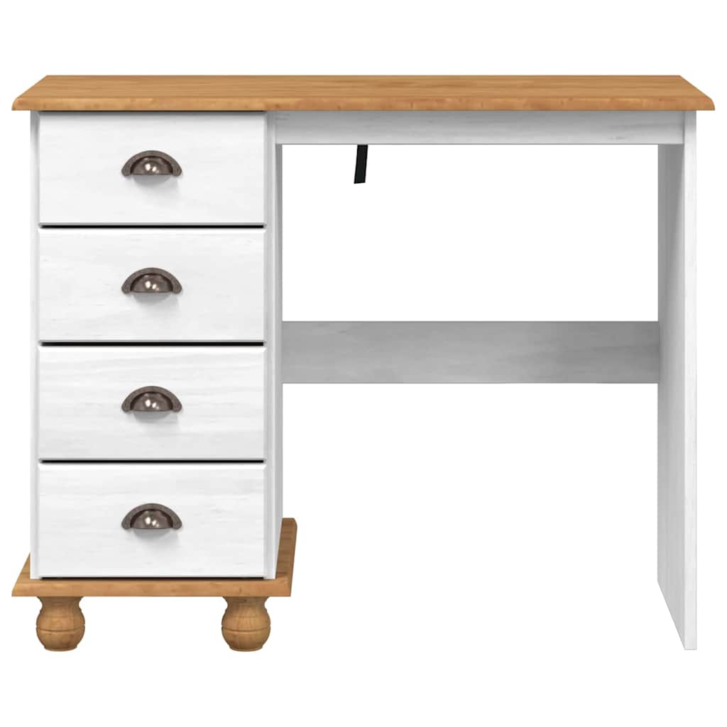 Schreibtisch ASKIM Weiß 95 x 40 x 75 cm Massives Kiefernholz
