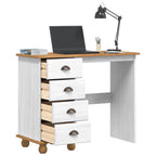 Schreibtisch ASKIM Weiß 95 x 40 x 75 cm Massives Kiefernholz