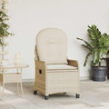 Liegestuhl mit Kissen Beige 56 x 66 x 95 cm Poly-Rattan