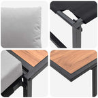 Outdoor-Stahl-Sitzmöbel 2 pcs Hellgrau Stahl