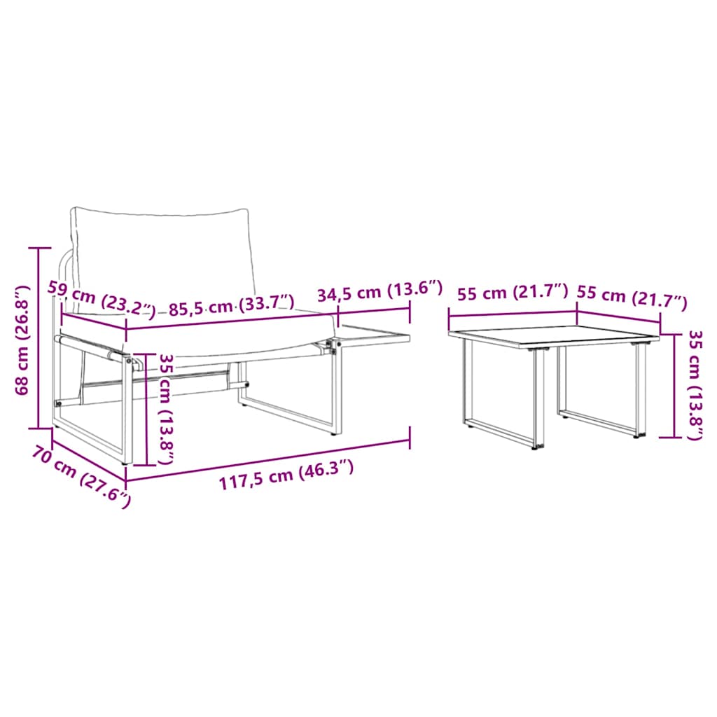 Gartensofa-set 2 pcs Taupe Stahl