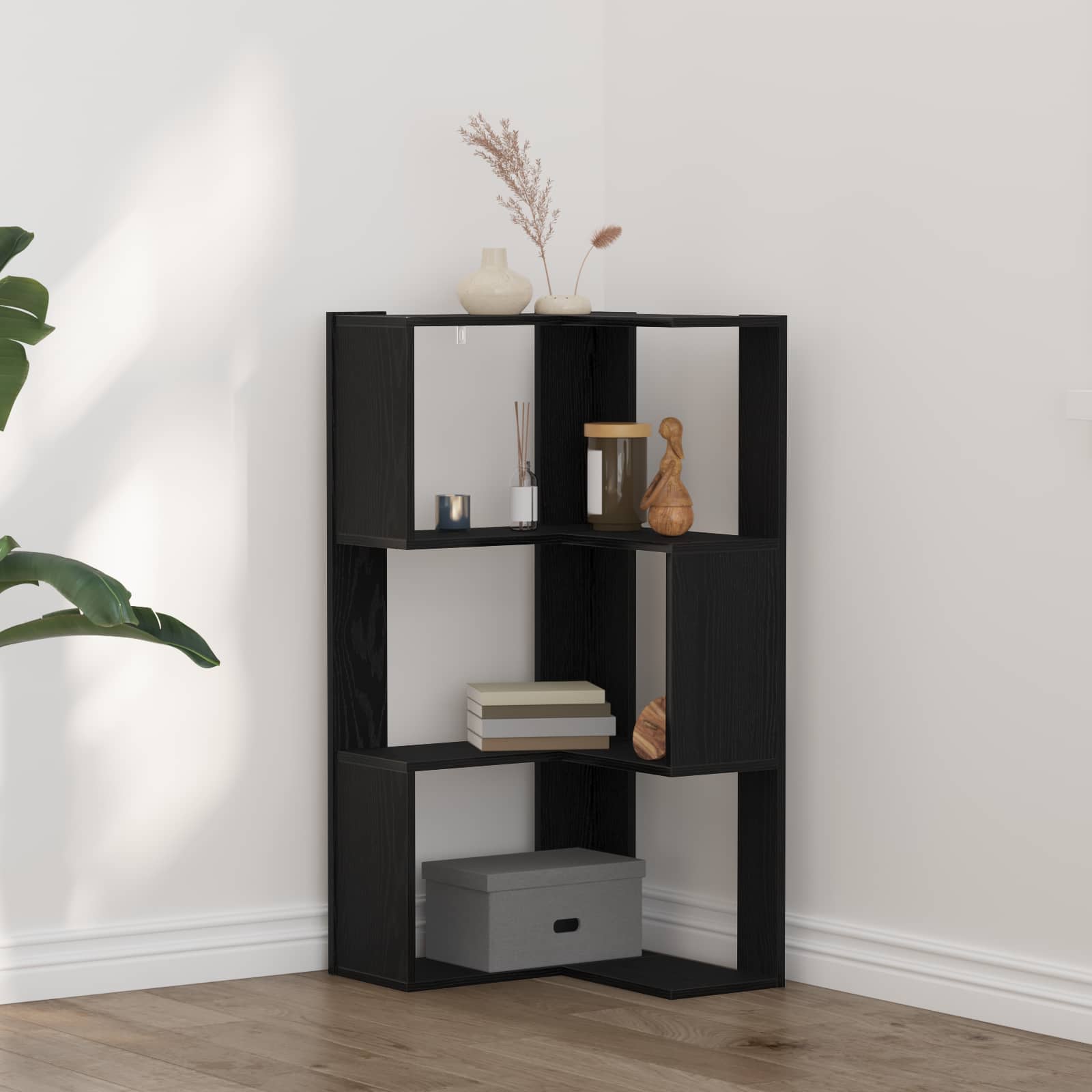 Bücherregal Schwarz Eichen-Optik 50 x 50 x 102 cm