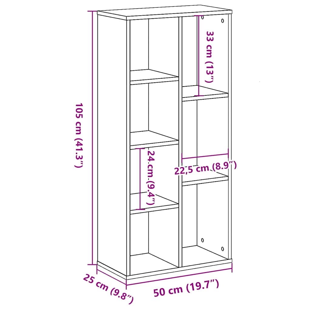 Bücherregal Schwarz Eichen-Optik 50 x 25 x 102 cm