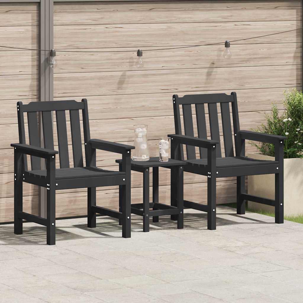 Garten-Esszimmerstuhl 2 pcs Schwarz 65,5 x 59 x 88 cm HDPE