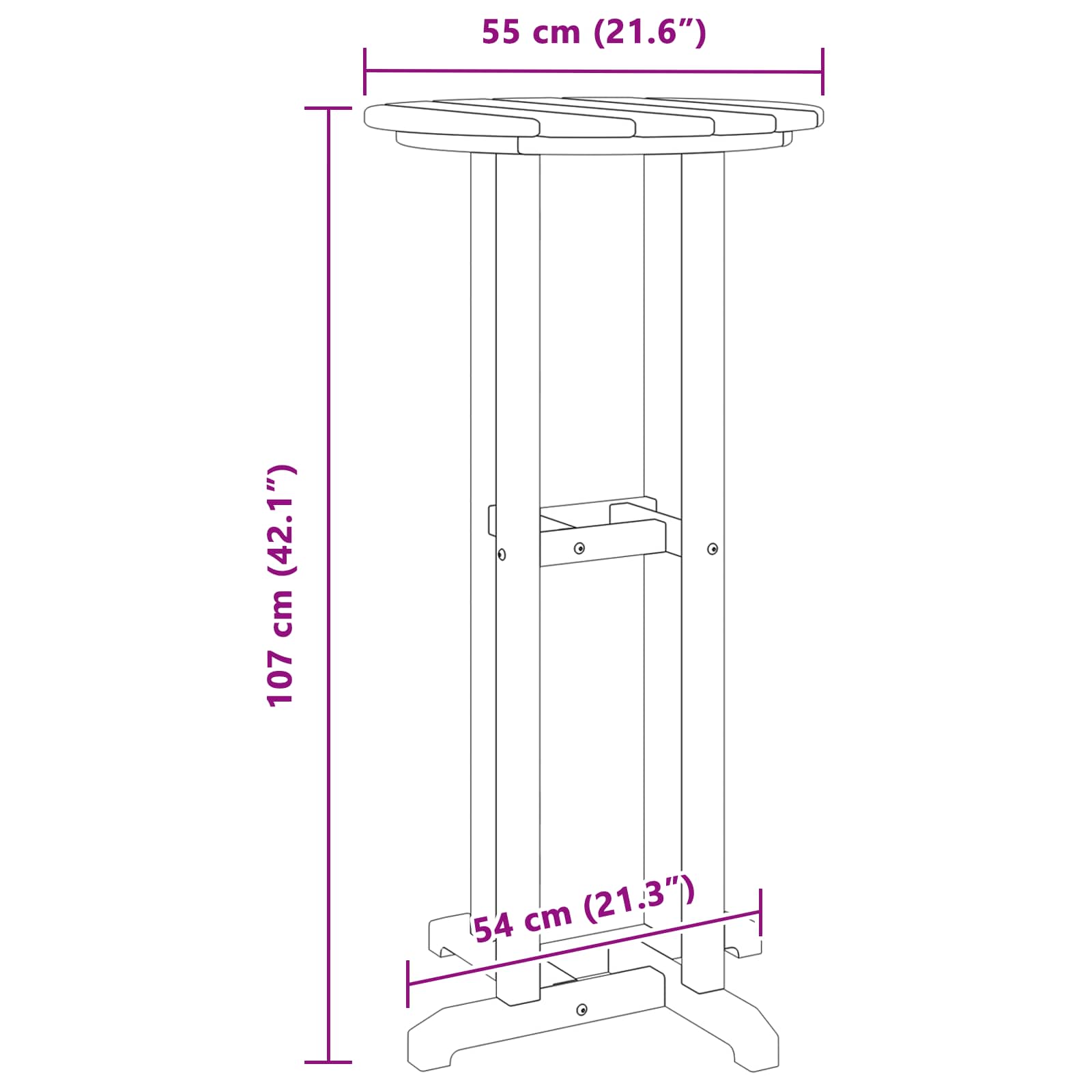 Bartisch Hellgrau 55 x 55 x 107 cm Polyethylen