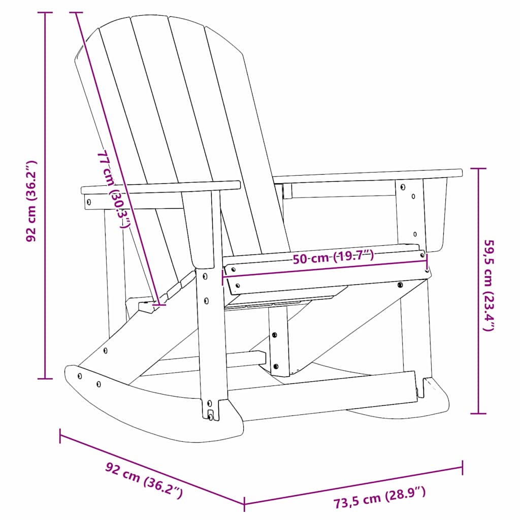 Adirondack-Schaukelstuhl Marineblau 92 x 73,5 x 92 cm HDPE