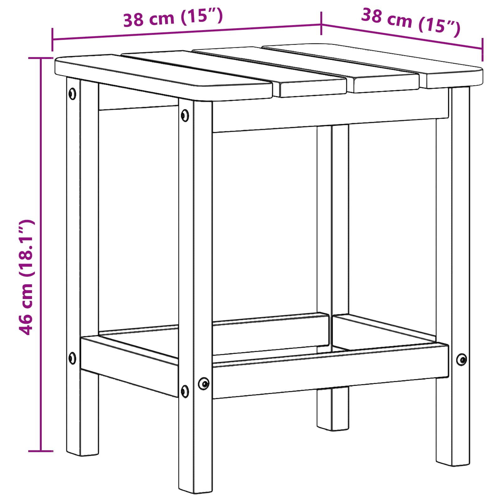 Beistelltisch Weiß 38 x 38 x 46 cm Polyethylen