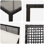 Garten Essgruppe 3 pcs Schwarz Poly-Rattan