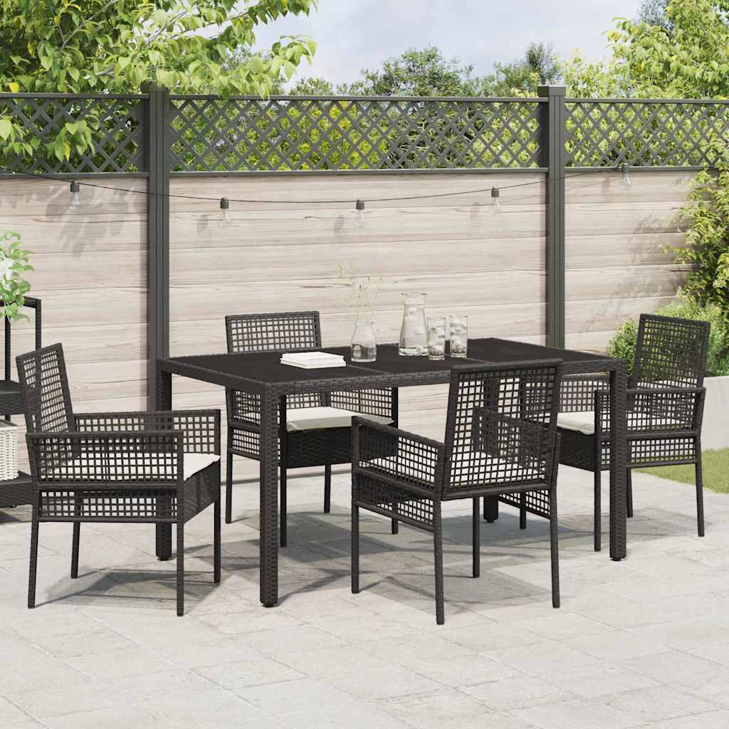Garten Essgruppe 5 pcs Schwarz Poly-Rattan