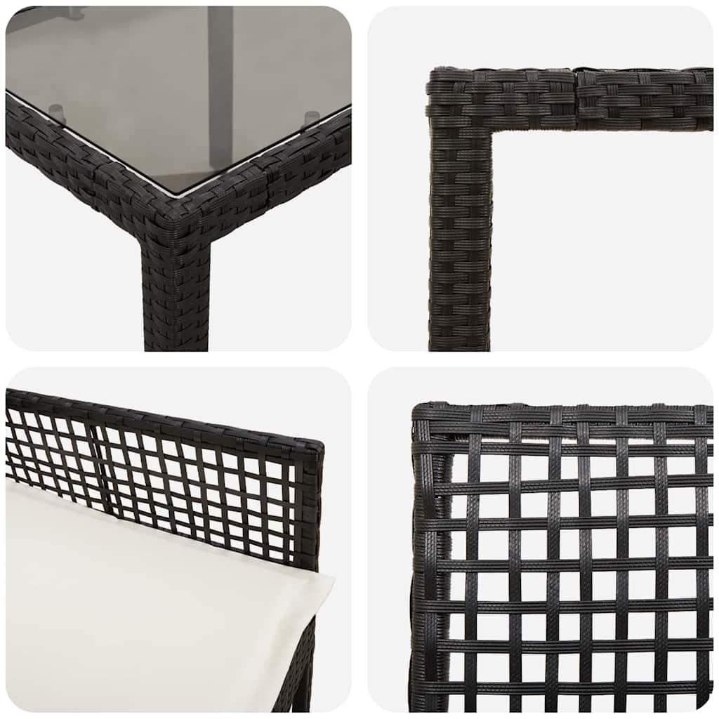 Garten Essgruppe 7 pcs Schwarz Poly-Rattan