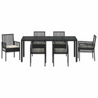Garten Essgruppe 7 pcs Schwarz Poly-Rattan