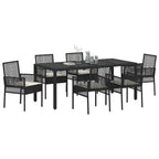Garten Essgruppe 7 pcs Schwarz Poly-Rattan