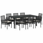 Garten Essgruppe 9 pcs Schwarz Poly-Rattan
