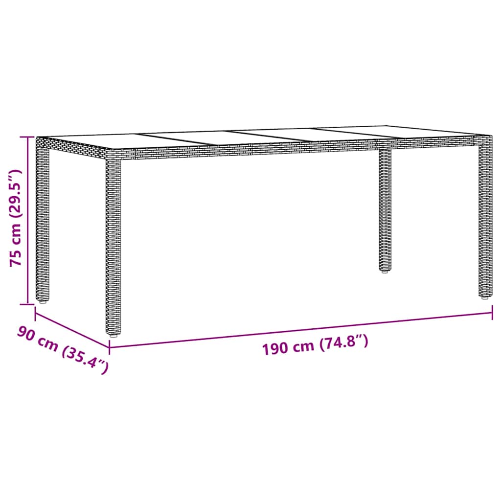 Garten Essgruppe 9 pcs Schwarz Poly-Rattan