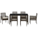 Garten Essgruppe 7 pcs Braun Poly-Rattan