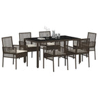 Garten Essgruppe 7 pcs Braun Poly-Rattan