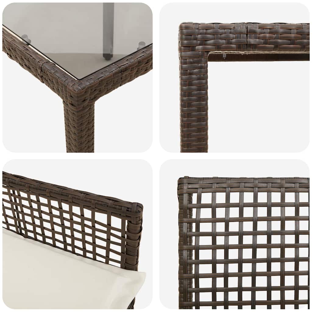 Garten Essgruppe 7 pcs Braun Poly-Rattan