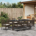 Garten Essgruppe 9 pcs Braun Poly-Rattan