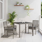 Garten Essgruppe 3 pcs Grau Poly-Rattan