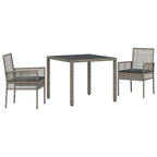 Garten Essgruppe 3 pcs Grau Poly-Rattan
