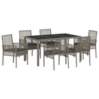 Garten Essgruppe 7 pcs Grau Poly-Rattan