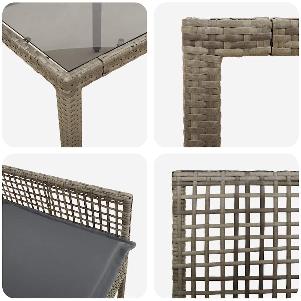 Garten Essgruppe 7 pcs Grau Poly-Rattan