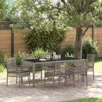 Garten Essgruppe 7 pcs Grau Poly-Rattan