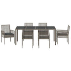 Garten Essgruppe 7 pcs Grau Poly-Rattan