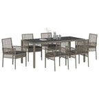Garten Essgruppe 7 pcs Grau Poly-Rattan