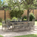 Garten Essgruppe 9 pcs Grau Poly-Rattan