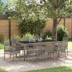 Garten Essgruppe 9 pcs Grau Poly-Rattan